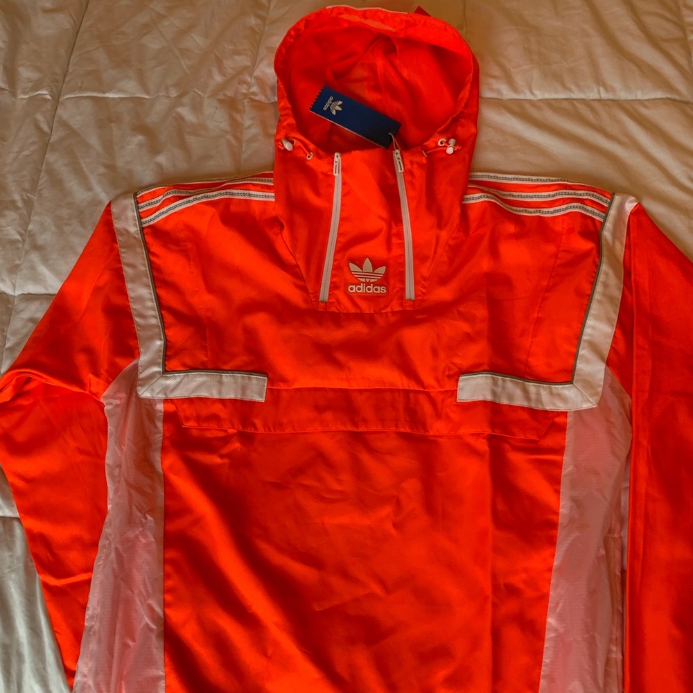 Neon orange adidas windbreaker